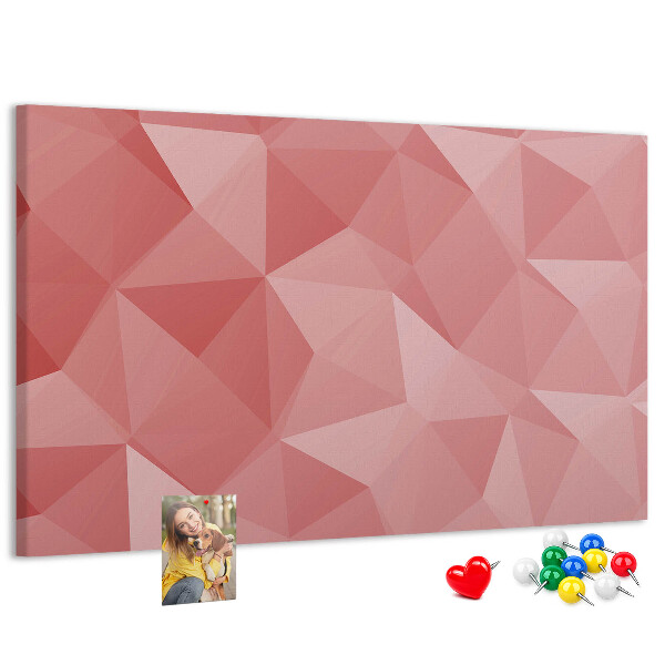 Lavagna di sughero con fantasia geometrica nelle tonalità del rosa e del beige