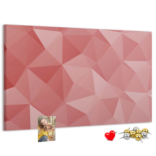 Lavagna di sughero con fantasia geometrica nelle tonalità del rosa e del beige