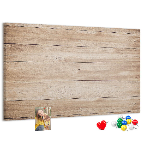 Bacheca in sughero in legno naturale dai toni caldi