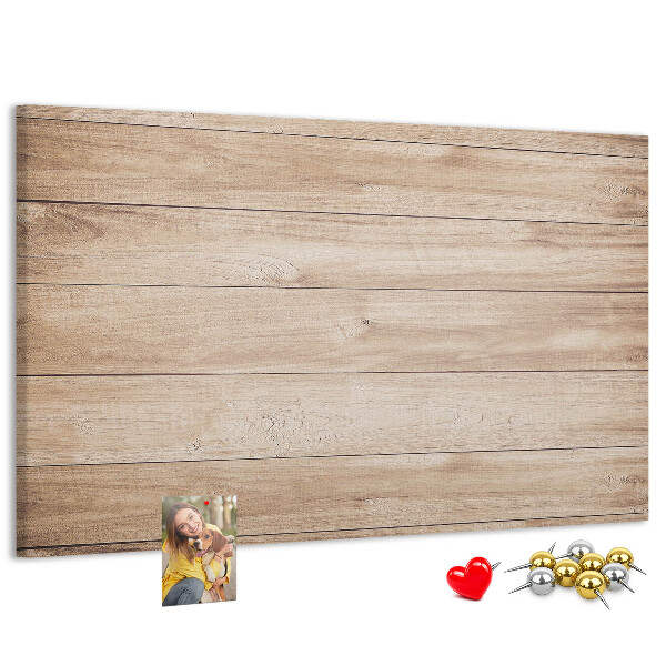 Bacheca in sughero in legno naturale dai toni caldi