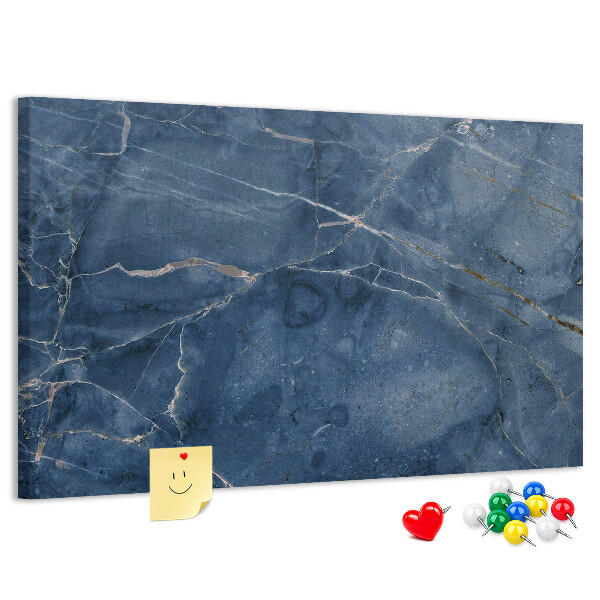 Bacheca in sughero motivo marmo blu navy con venature chiare