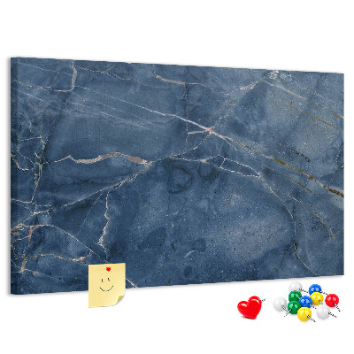 Bacheca in sughero motivo marmo blu navy con venature chiare