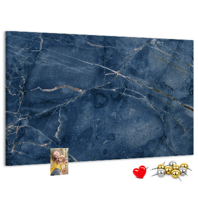 Bacheca in sughero motivo marmo blu navy con venature chiare