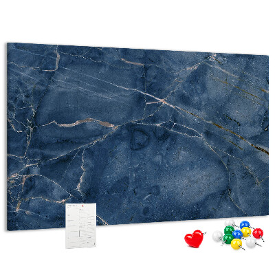Bacheca in sughero motivo marmo blu navy con venature chiare