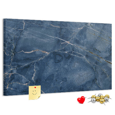Bacheca in sughero motivo marmo blu navy con venature chiare