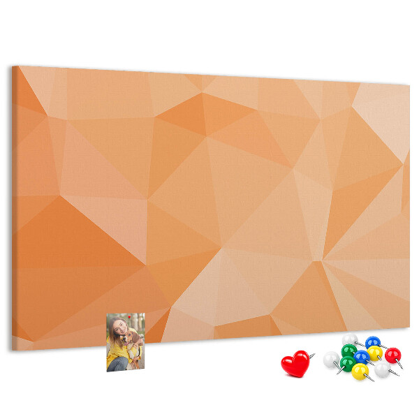 Lavagna di sughero con motivo a triangoli geometrici sfumati in arancione