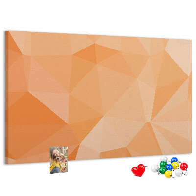 Lavagna di sughero con motivo a triangoli geometrici sfumati in arancione
