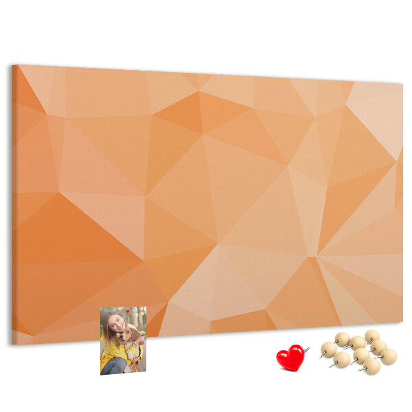 Lavagna di sughero con motivo a triangoli geometrici sfumati in arancione