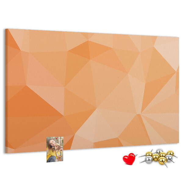 Lavagna di sughero con motivo a triangoli geometrici sfumati in arancione