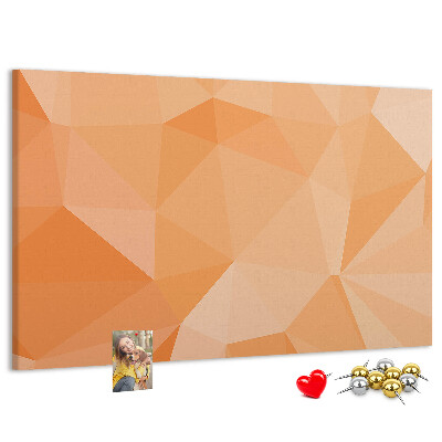 Lavagna di sughero con motivo a triangoli geometrici sfumati in arancione