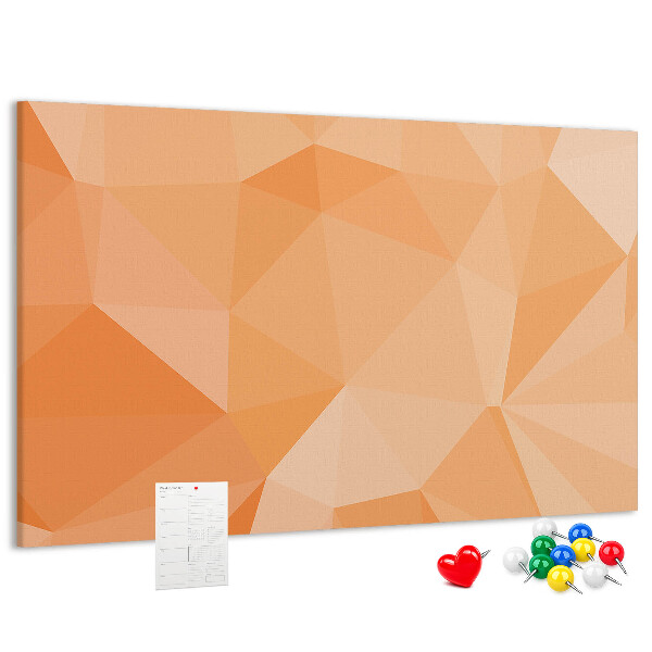Lavagna di sughero con motivo a triangoli geometrici sfumati in arancione