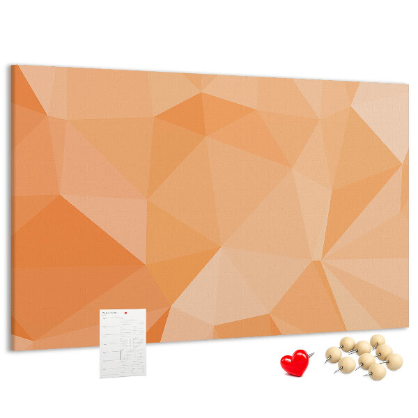 Lavagna di sughero con motivo a triangoli geometrici sfumati in arancione