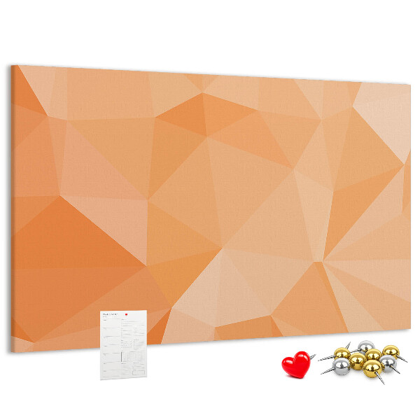 Lavagna di sughero con motivo a triangoli geometrici sfumati in arancione