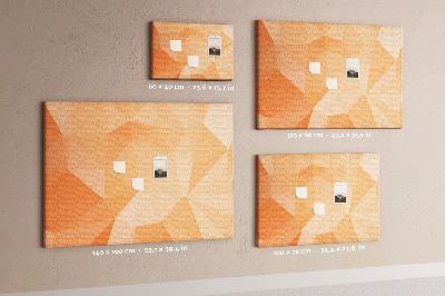 Lavagna di sughero con motivo a triangoli geometrici sfumati in arancione
