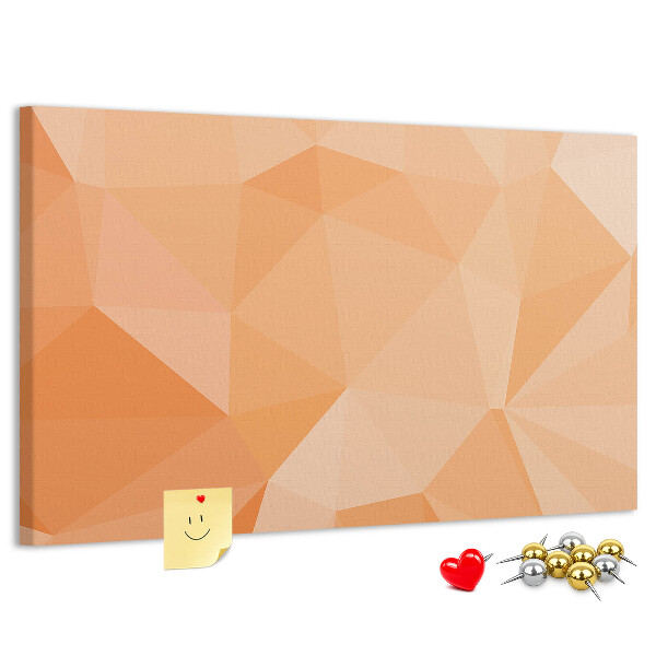 Lavagna di sughero con motivo a triangoli geometrici sfumati in arancione