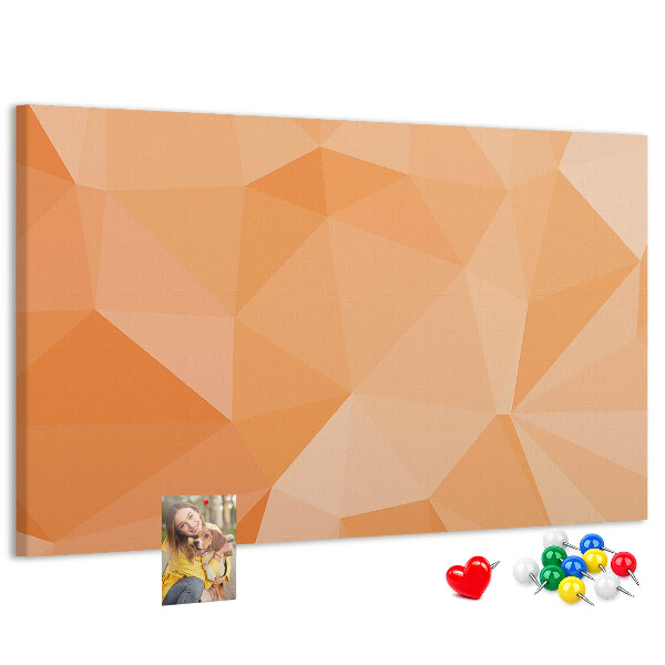 Lavagna di sughero con motivo a triangoli geometrici sfumati in arancione
