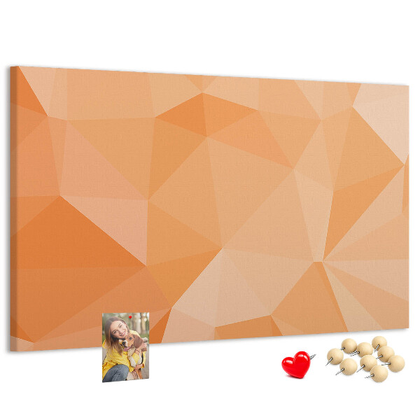 Lavagna di sughero con motivo a triangoli geometrici sfumati in arancione