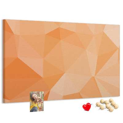 Lavagna di sughero con motivo a triangoli geometrici sfumati in arancione