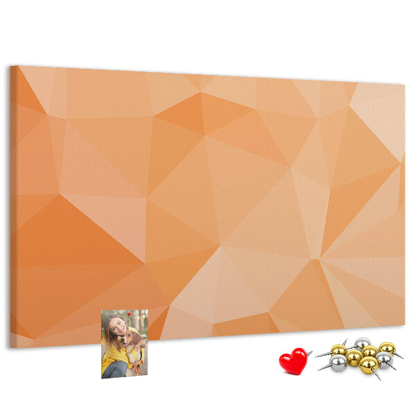 Lavagna di sughero con motivo a triangoli geometrici sfumati in arancione