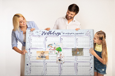 Bacheca in sughero calendario dei compleanni con dettagli colorati