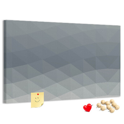Bacheca in sughero con motivo geometrico a triangoli in scala di grigi