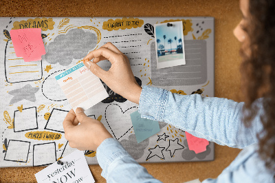 Lavagna di sughero vision board per luoghi e obiettivi