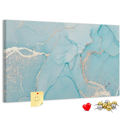 Bacheca in sughero con motivo marmorizzato blu e delicate venature