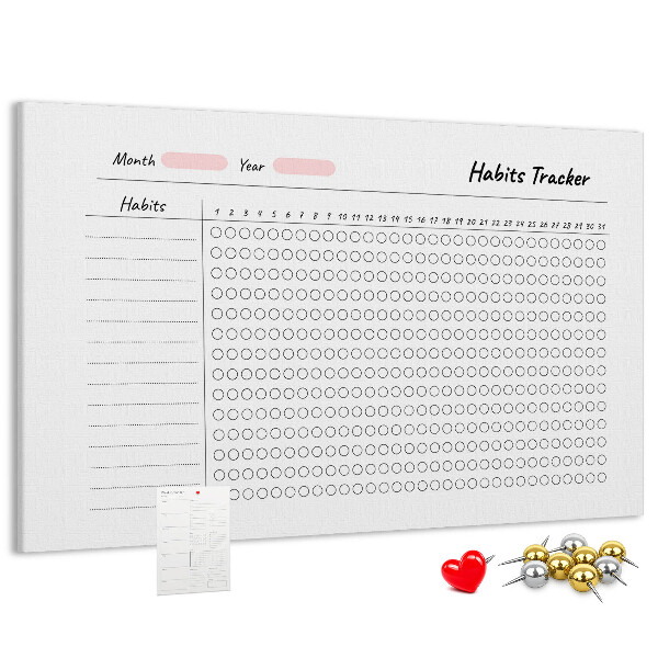 Lavagna di sughero per il monitoraggio semplificato delle abitudini