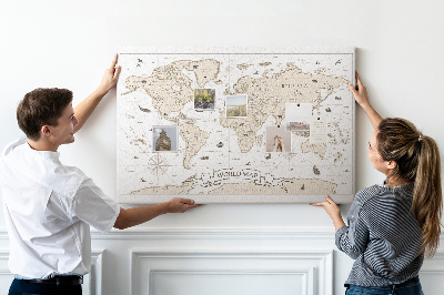 Bacheca in sughero mappa del mondo antico con dettagli geografici