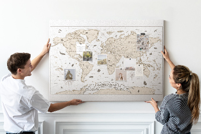 Bacheca in sughero mappa del mondo antico con dettagli geografici