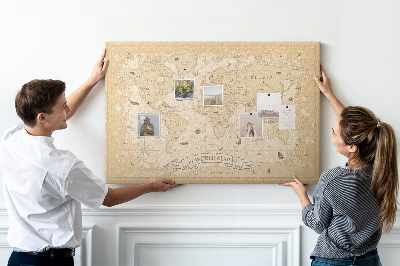 Lavagna di sughero mappa del mondo antico con dettagli geografici