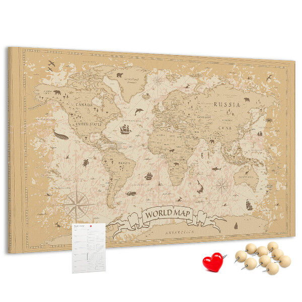 Lavagna di sughero mappa del mondo antico con dettagli geografici