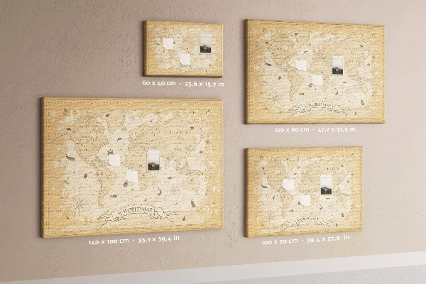 Lavagna di sughero mappa del mondo antico con dettagli geografici