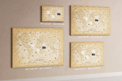 Lavagna di sughero mappa del mondo antico con dettagli geografici