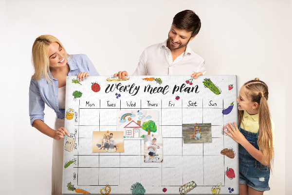 Bacheca in sughero piano alimentare settimanale