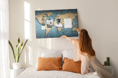 Bacheca in sughero mappa del mondo antico con bussola