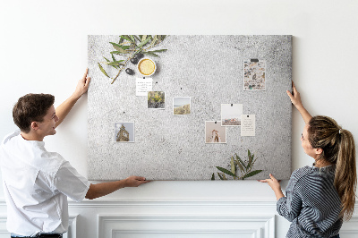Bacheca in sughero dettagli naturali su sfondo grigio
