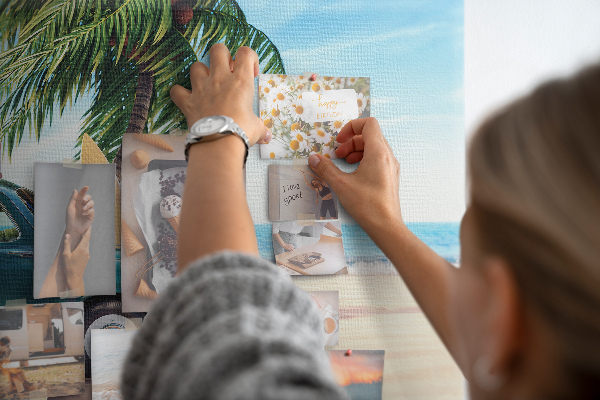 Lavagna di sughero decorazione da parete con motivo di gita al mare in auto