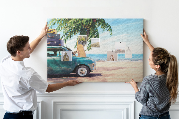 Lavagna di sughero decorazione da parete con motivo di gita al mare in auto