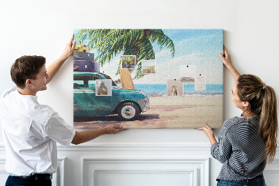 Lavagna di sughero decorazione da parete con motivo di gita al mare in auto