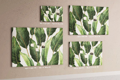 Bacheca in sughero con stampa di foglie tropicali in diverse tonalità di verde