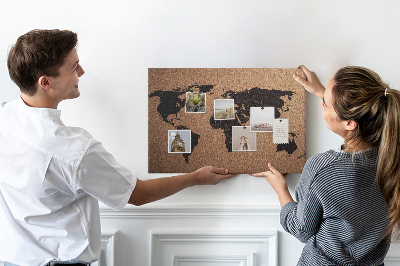 Bacheca in sughero mappa del mondo