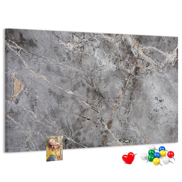 Lavagna di sughero con elegante motivo effetto marmo grigio venato