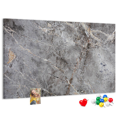Lavagna di sughero con elegante motivo effetto marmo grigio venato