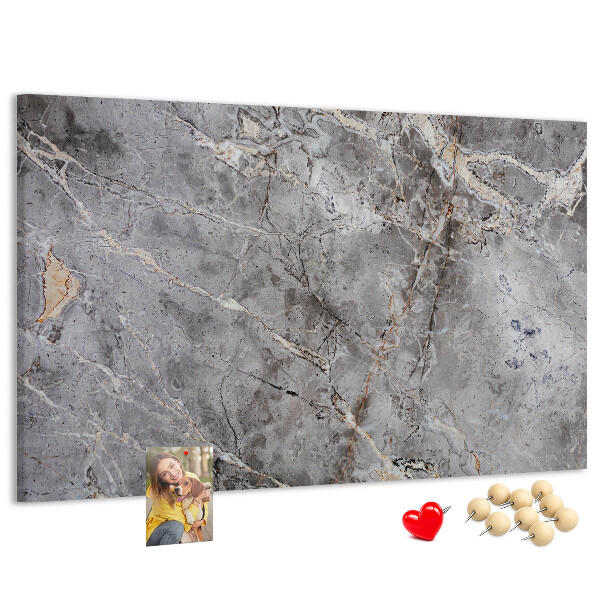 Lavagna di sughero con elegante motivo effetto marmo grigio venato
