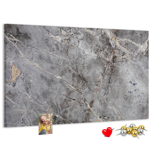 Lavagna di sughero con elegante motivo effetto marmo grigio venato