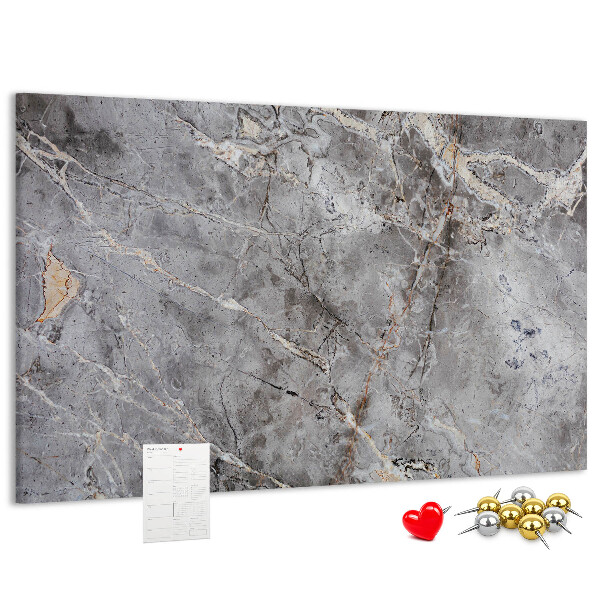 Lavagna di sughero con elegante motivo effetto marmo grigio venato