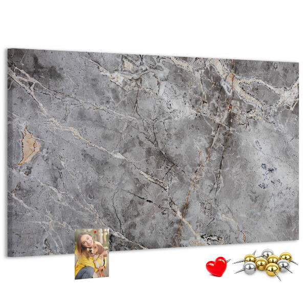 Lavagna di sughero con elegante motivo effetto marmo grigio venato