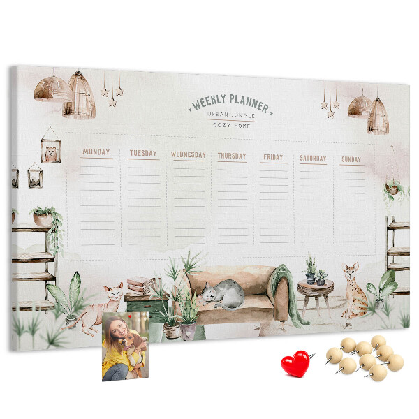 Lavagna di sughero agenda settimanale per la casa