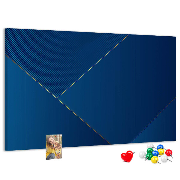 Bacheca in sughero con eleganti motivi geometrici nelle tonalità del blu
